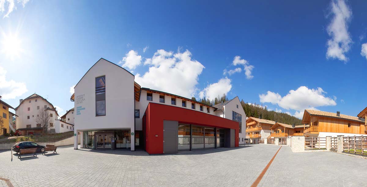 External view of the Ladin culture institute in Alta Badia